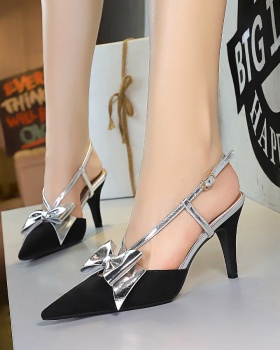 Mixed colors France style high-heeled shoes banquet bow shoes