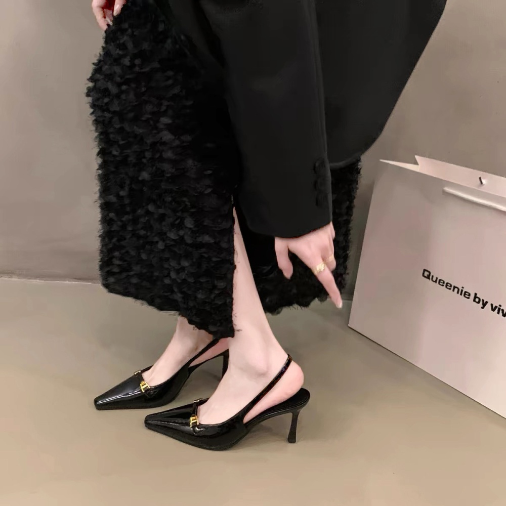 Temperament sandals patent leather shoes for women