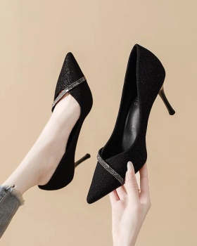Small sequins shoes niche pointed high-heeled shoes for women