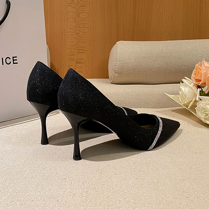 Small sequins shoes niche pointed high-heeled shoes for women