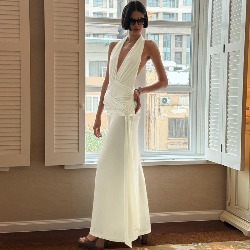Summer sexy fashion streamer halter dress for women