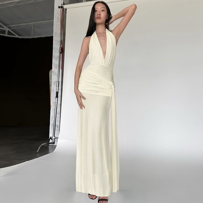 Summer sexy fashion streamer halter dress for women