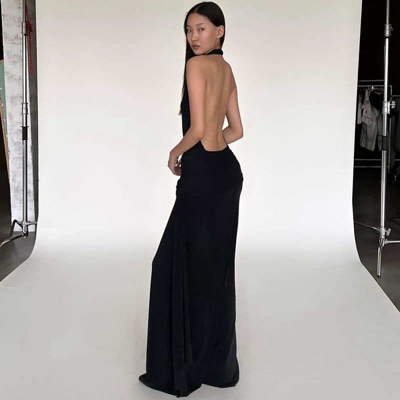 Summer sexy fashion streamer halter dress for women