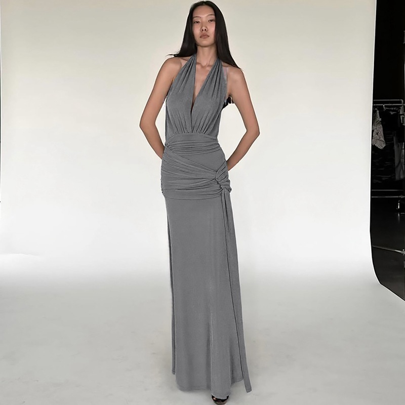 Summer sexy fashion streamer halter dress for women