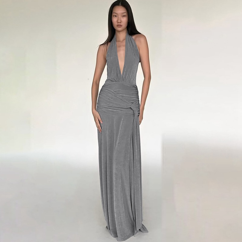 Summer sexy fashion streamer halter dress for women