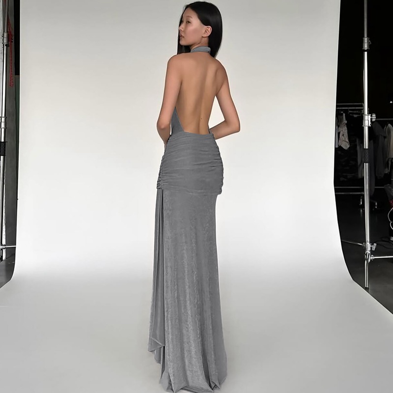 Summer sexy fashion streamer halter dress for women