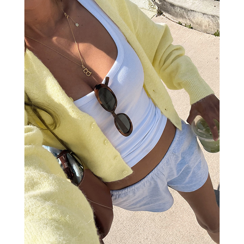 European style all-match cardigan short tops for women