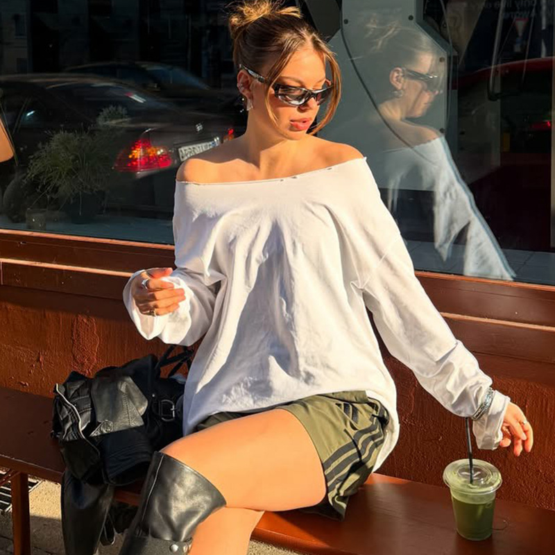 Pure autumn loose long sleeve Casual tops for women