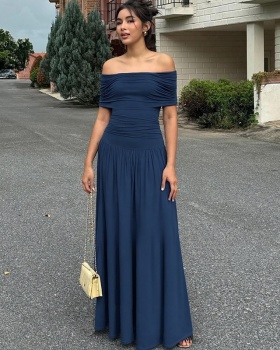 Horizontal collar pure temperament dress