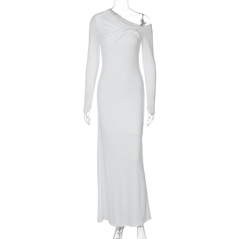 Slim summer fashion pure sloping shoulder dress for women
