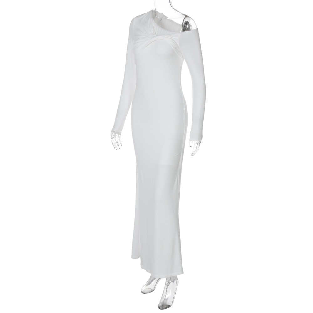 Slim summer fashion pure sloping shoulder dress for women