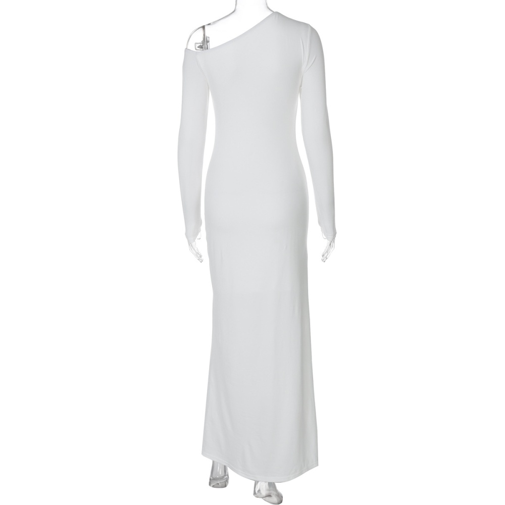 Slim summer fashion pure sloping shoulder dress for women