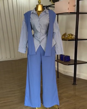 Long sleeve lapel shirt autumn long pants a set for women