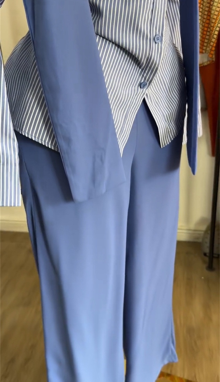Long sleeve lapel shirt autumn long pants a set for women