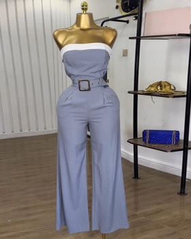 Wide leg loose wrapped chest frenum jumpsuit
