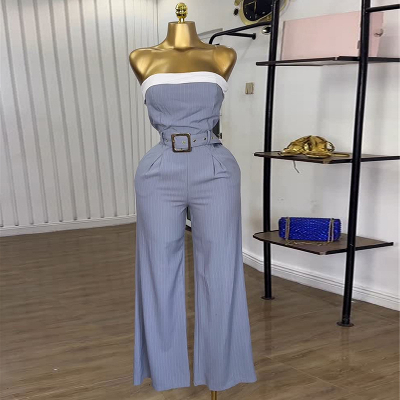 Wide leg loose wrapped chest frenum jumpsuit