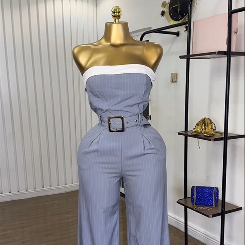Wide leg loose wrapped chest frenum jumpsuit