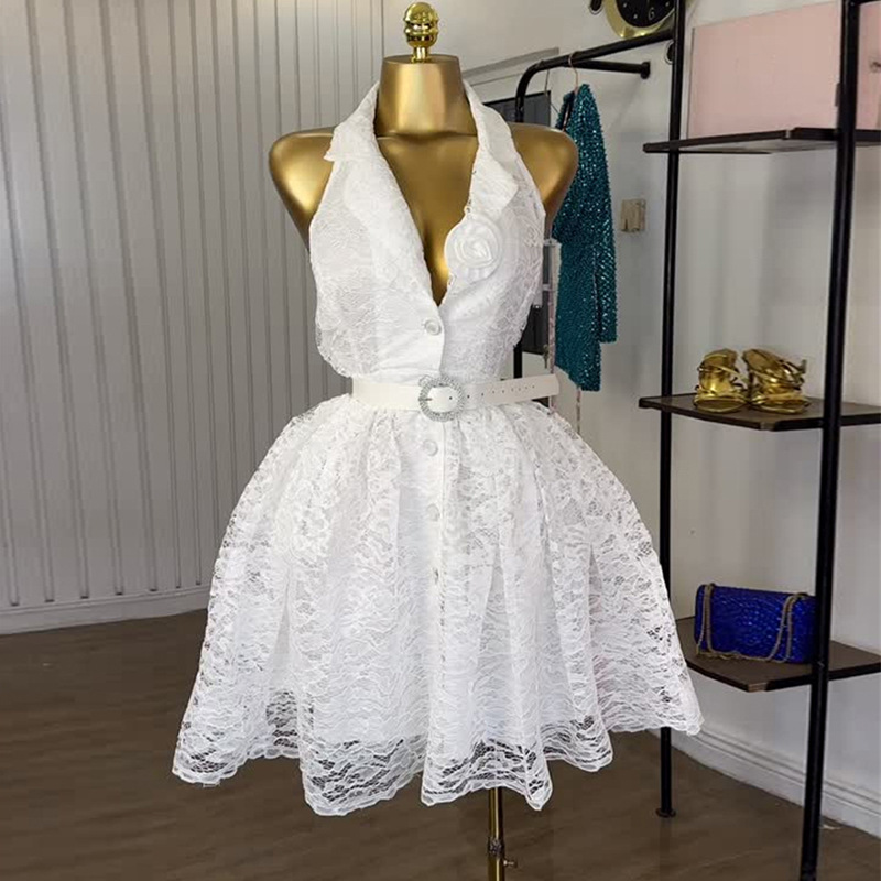 European style sleeveless flowers dress for women
