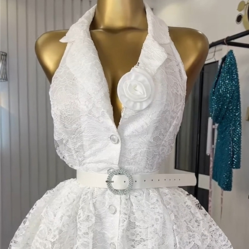 European style sleeveless flowers dress for women
