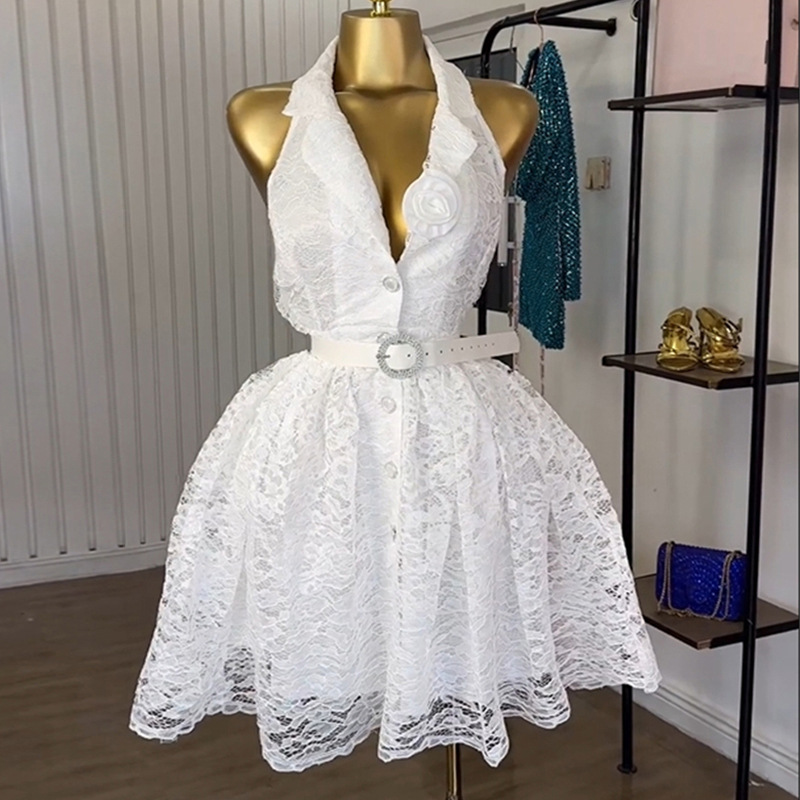 European style sleeveless flowers dress for women