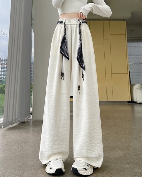 Denim all-match wide leg pants with Casual scarves for women
