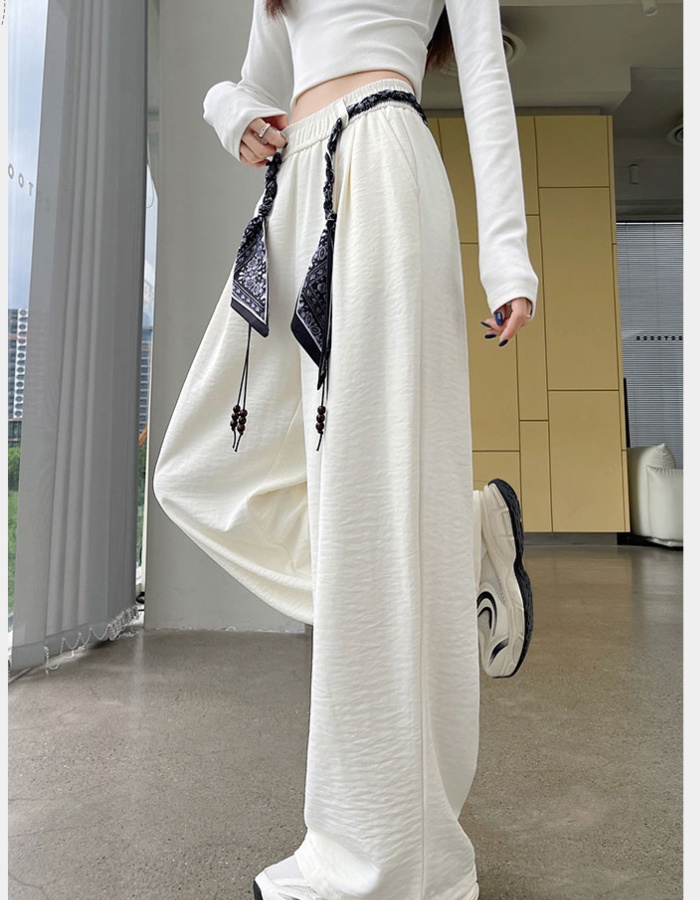 Denim all-match wide leg pants with Casual scarves for women