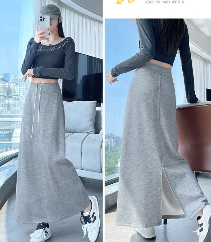 After the split long skirt slim one step skirt for women