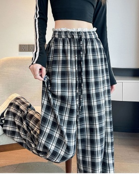Korean style wide leg pants lace casual pants for women