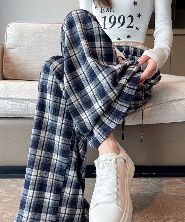 Korean style wide leg pants lace casual pants for women