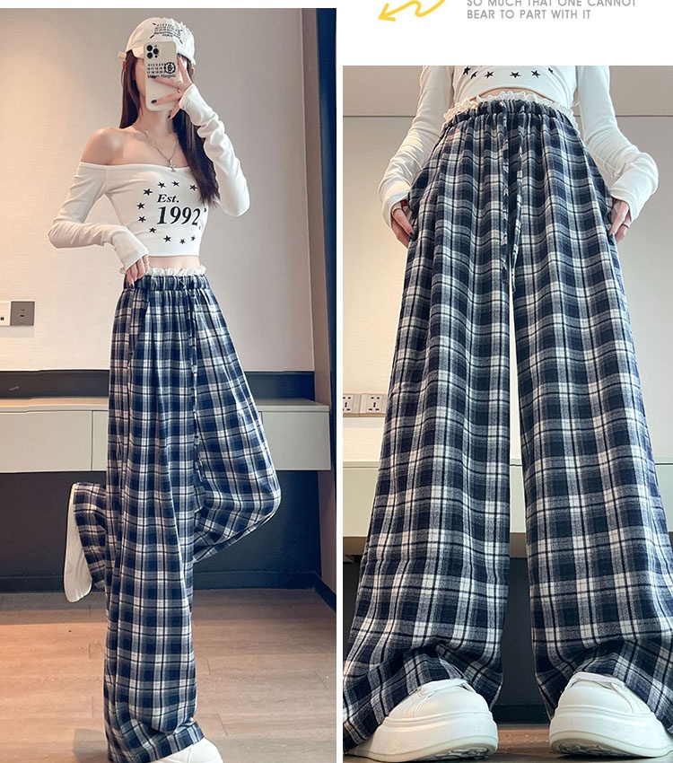 Korean style wide leg pants lace casual pants for women