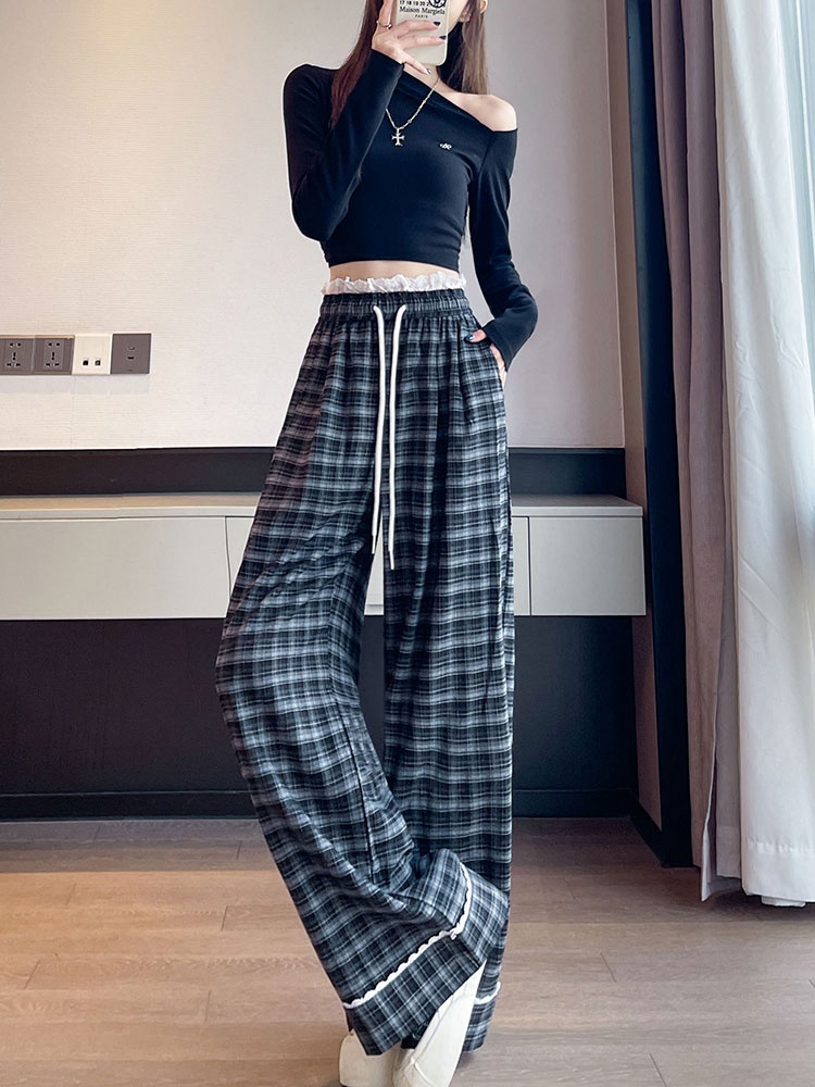 Sueding casual pants wide leg pants for women