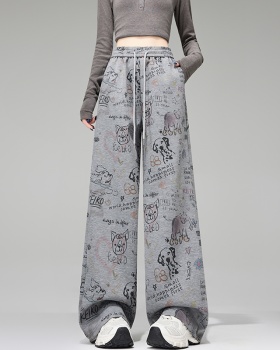 Slim lazy sweatpants loose wide leg pants for women