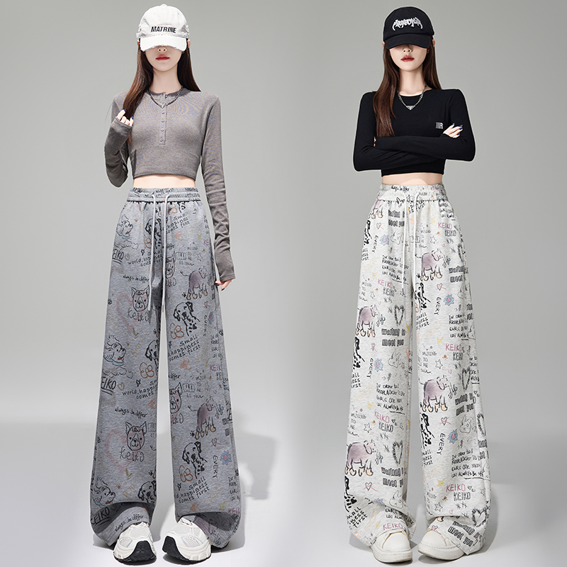 Slim lazy sweatpants loose wide leg pants for women
