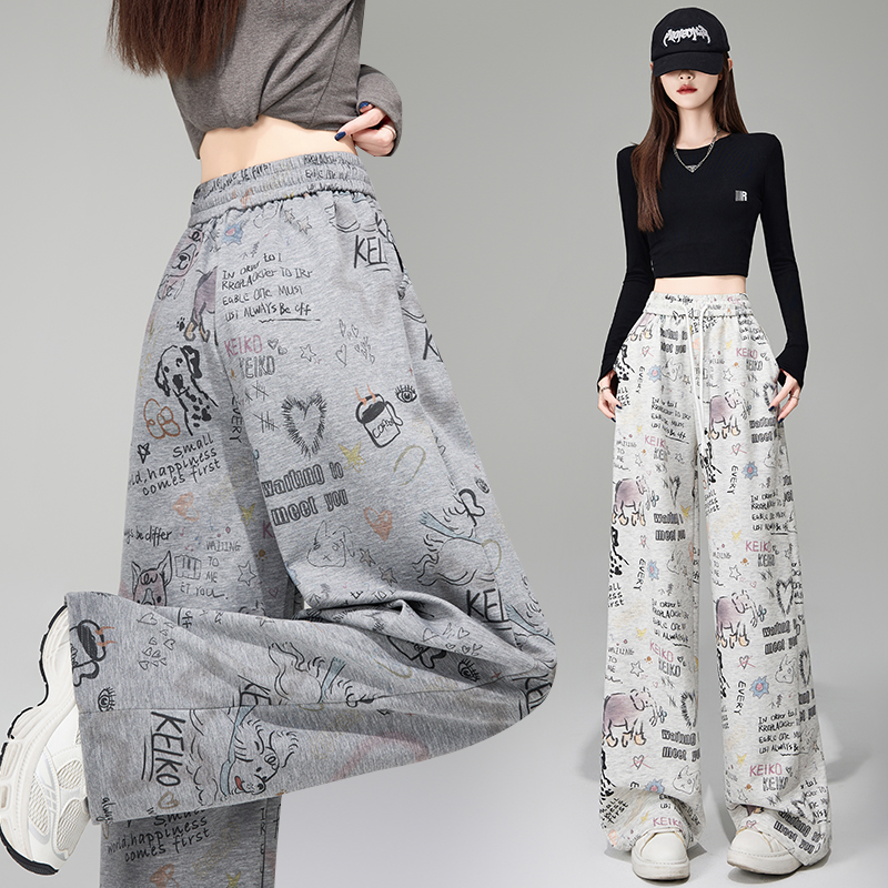 Slim lazy sweatpants loose wide leg pants for women
