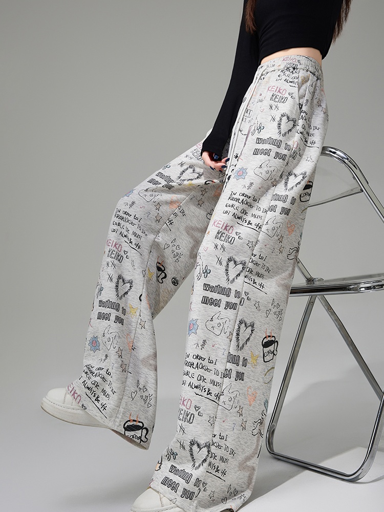 Slim lazy sweatpants loose wide leg pants for women