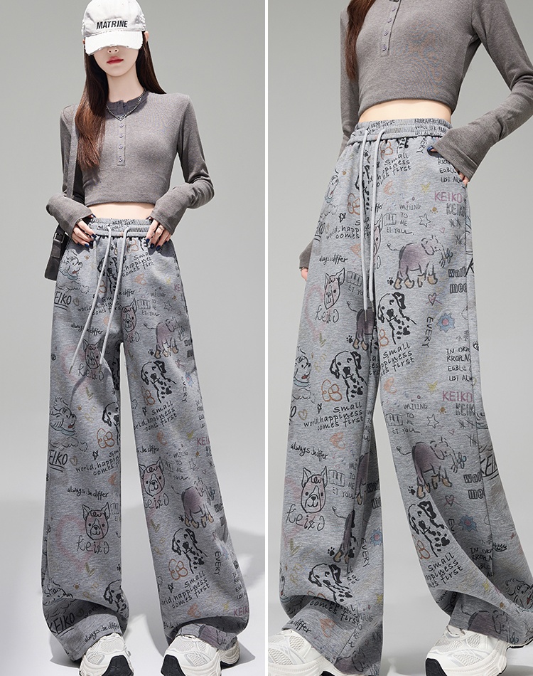 Slim lazy sweatpants loose wide leg pants for women