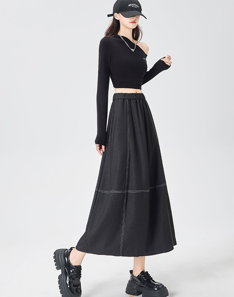 Denim autumn slim high waist A-line bud skirt