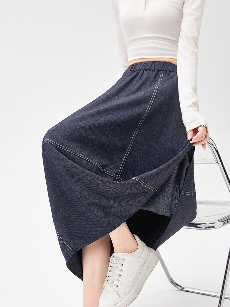 Denim autumn slim high waist A-line bud skirt
