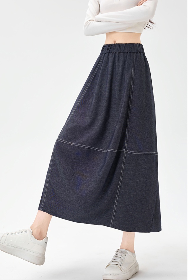 Denim autumn slim high waist A-line bud skirt