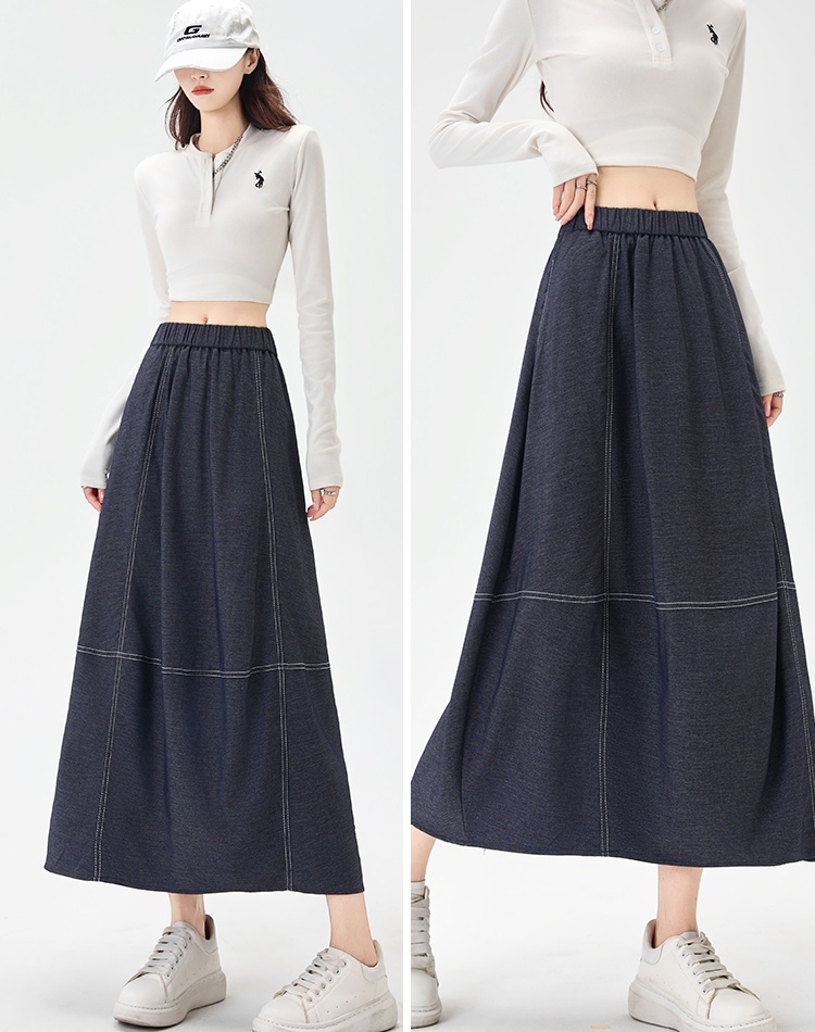 Denim autumn slim high waist A-line bud skirt