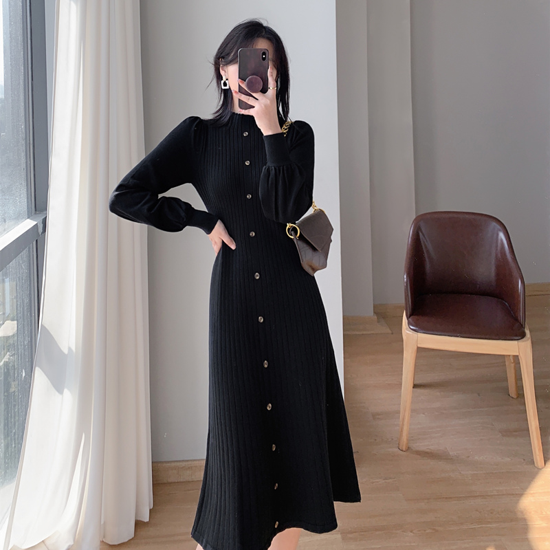 Temperament exceed knee dress long sweater for women