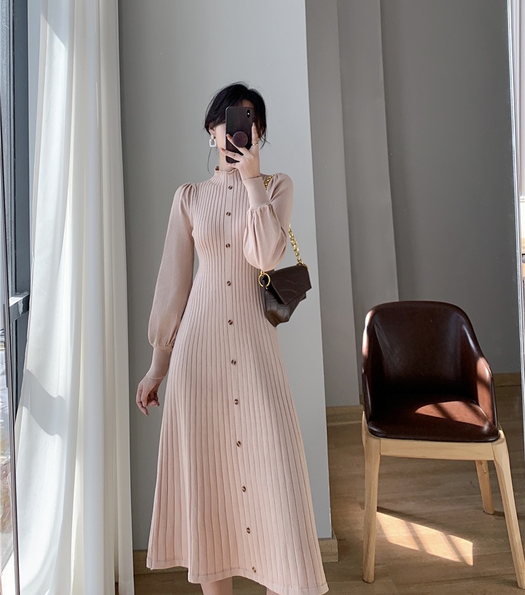 Temperament exceed knee dress long sweater for women