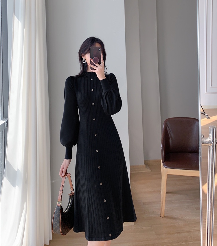 Temperament exceed knee dress long sweater for women
