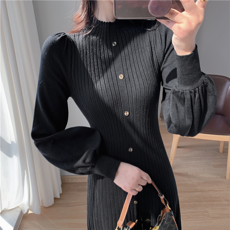 Temperament exceed knee dress long sweater for women