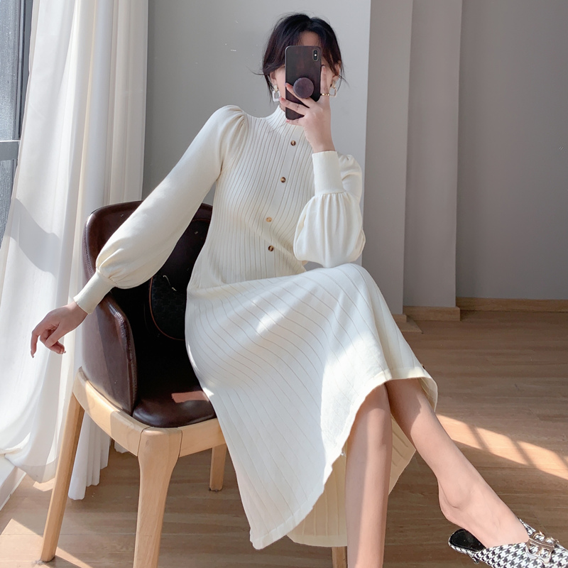 Temperament exceed knee dress long sweater for women