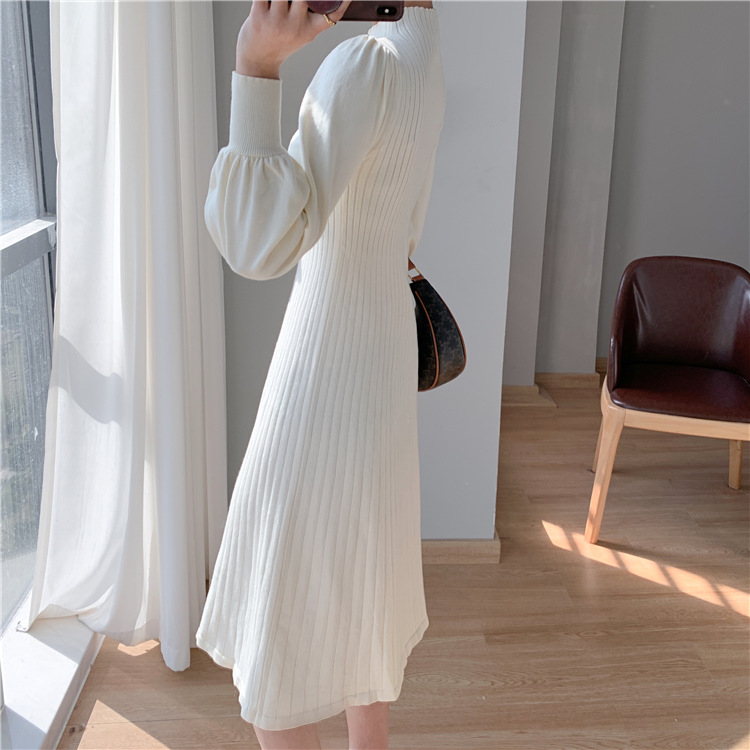 Temperament exceed knee dress long sweater for women