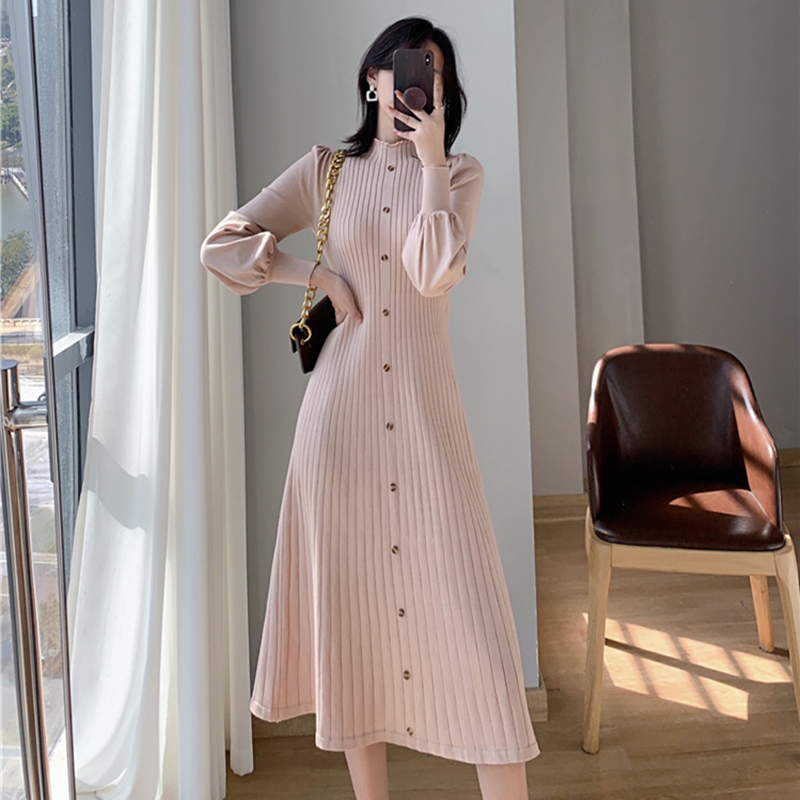 Temperament exceed knee dress long sweater for women