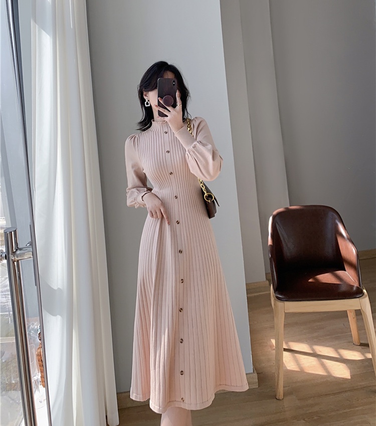 Temperament exceed knee dress long sweater for women