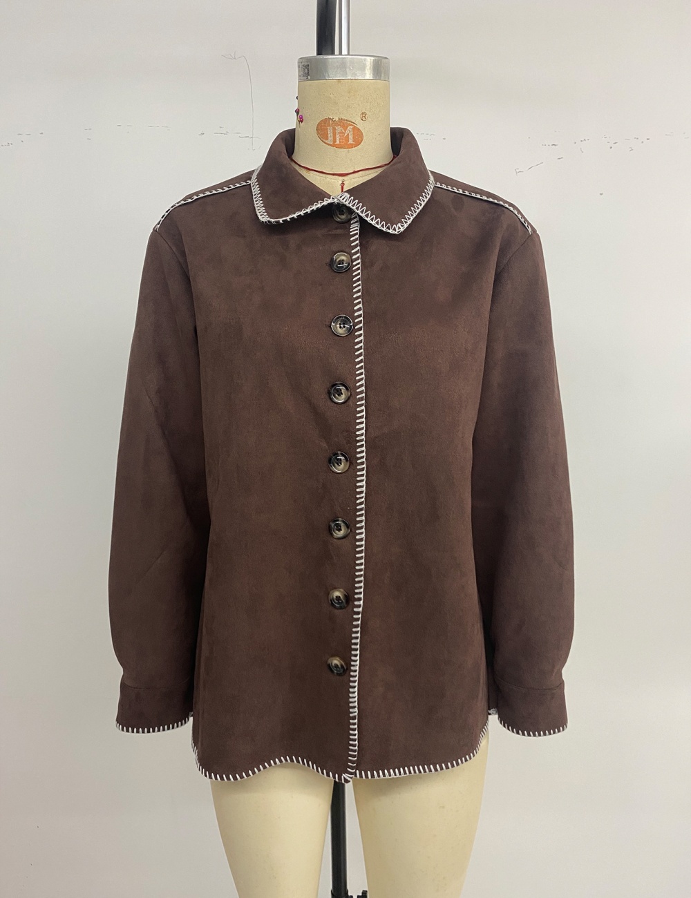 Loose mixed colors lapel shirt Casual retro coat for women
