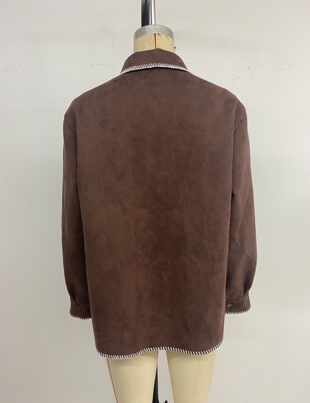 Loose mixed colors lapel shirt Casual retro coat for women